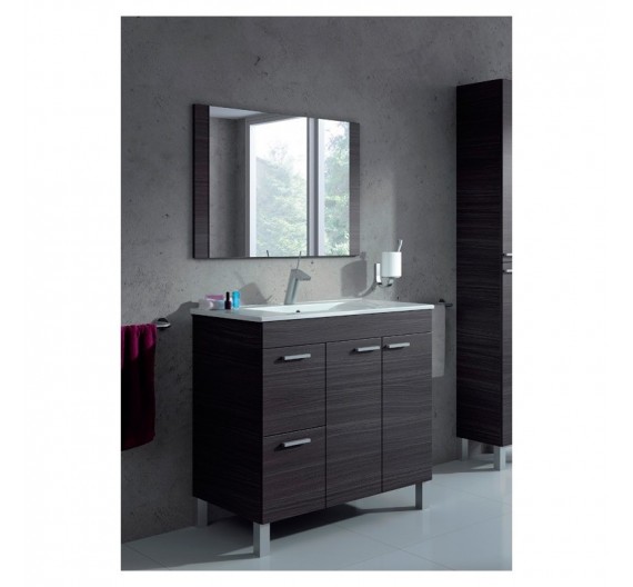 Mobile Bagno Completo Di Lavabo E Specchio.Mobile Bagno A Terra Incluso Di Lavabo E Specchio 80 Cm Antracite Moderno Il Mercatone Della Ceramica Srl